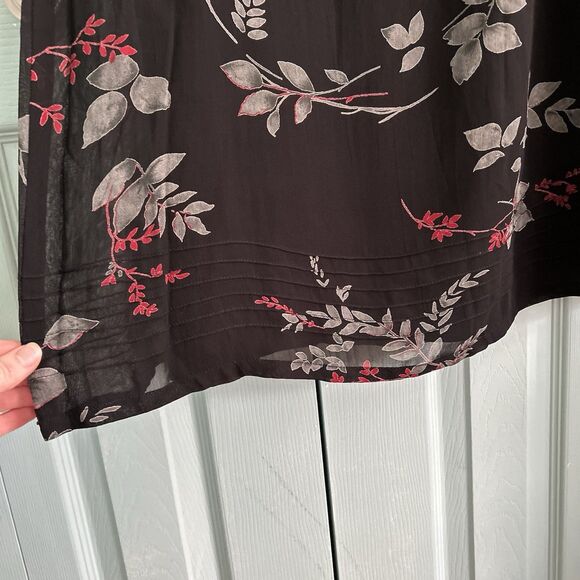 Putumayo Maxi Skirt Medium Dark Romantic Black Leaves Elastic Waist Grunge Fairy - Picture 3 of 13